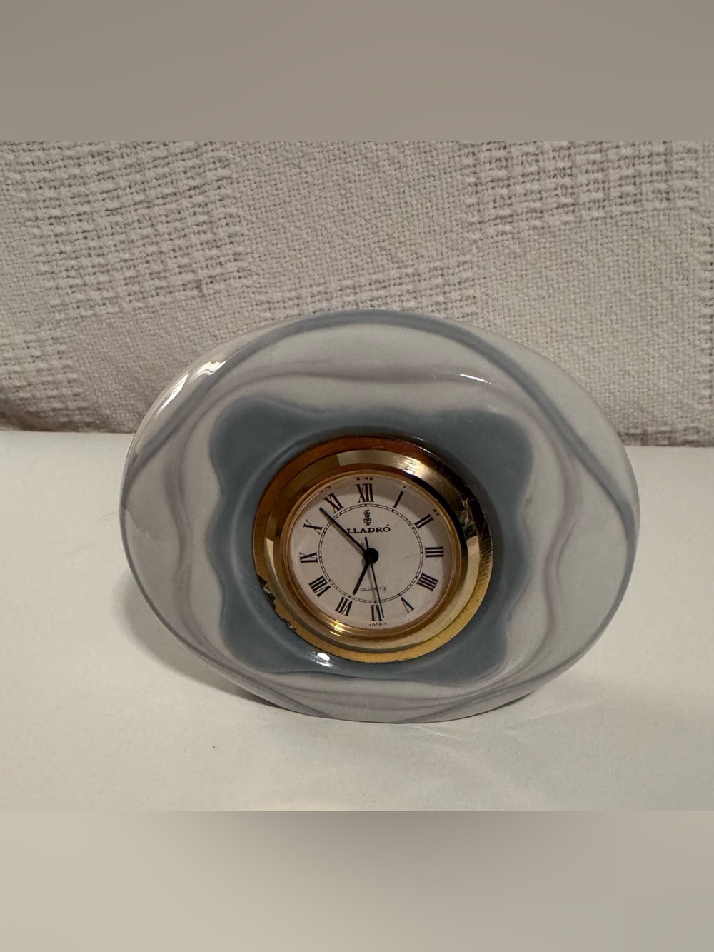 Lladro Gray and Gold Swirl Ceramic Wall Clock